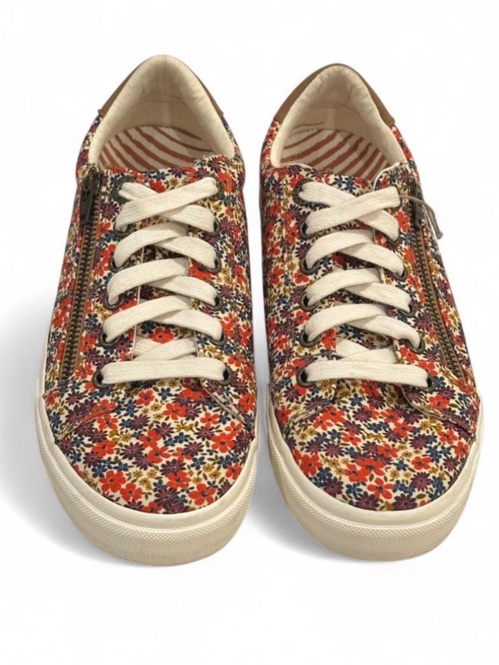Taos Z Soul Canvas Sneaker Women’s Size 7 Floral Pattern Arch Support & Zipper - Picture 2 of 10
